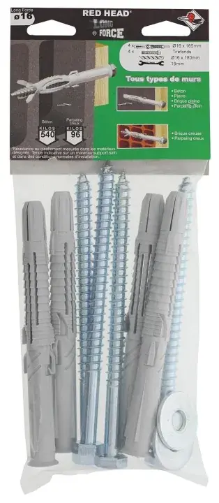 Achat Immédiat Chevilles LONGFORCE Ø16x165mm + tirefonds TH (x4)