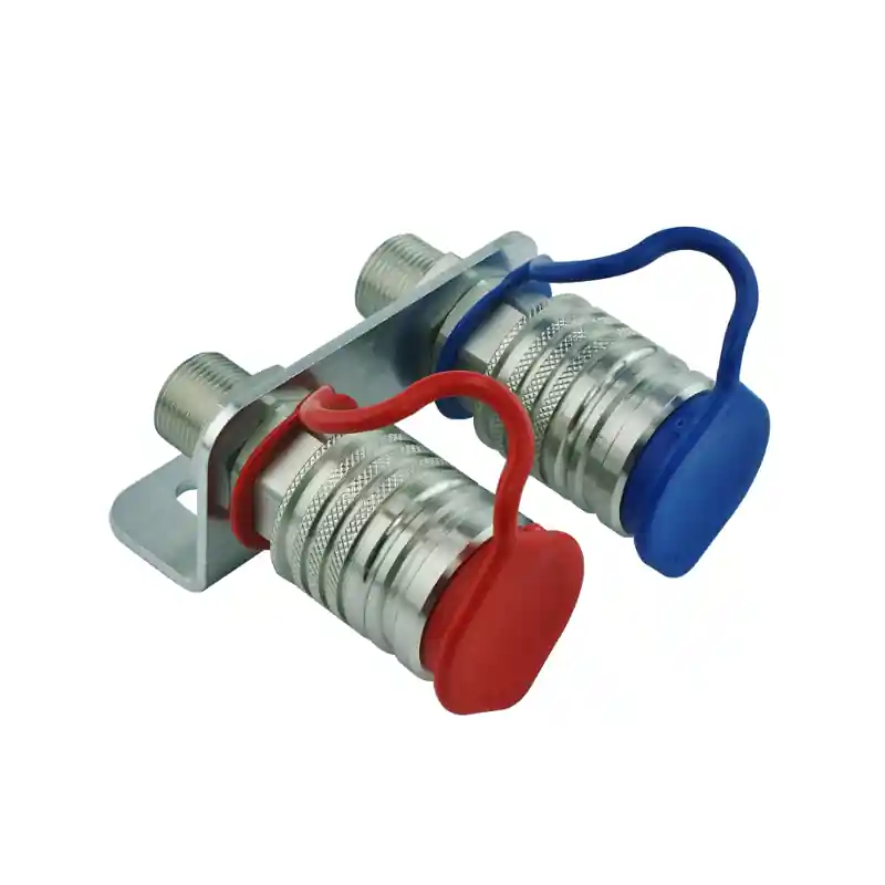 Acheter Direct Raccords rapides hydrauliques 2x femelle EURO ISO M18x1.5 + étrier de fixation + bouchons colorés