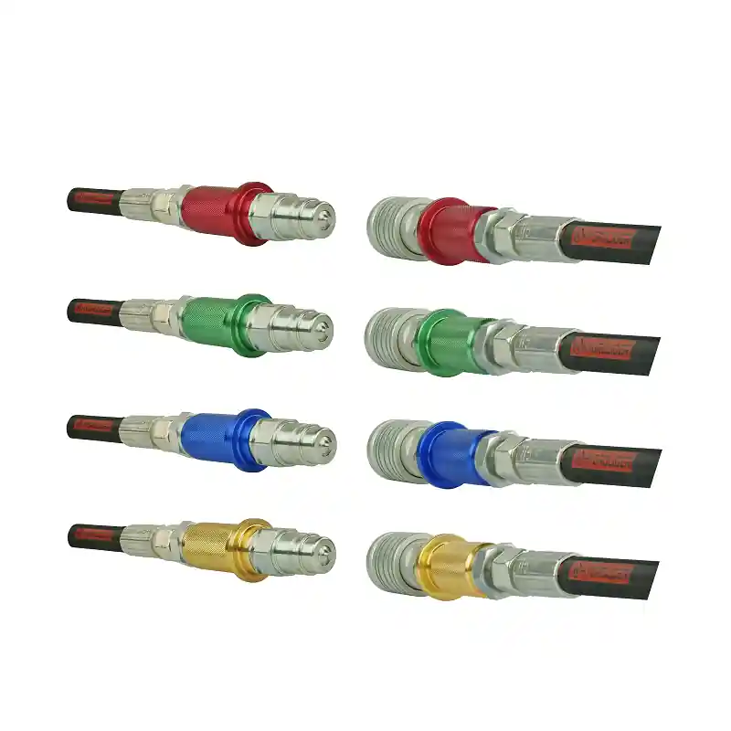 Set : Raccords rapides hydrauliques mâle + femelle PUSH-PULL EURO ISO M18x1.5 + marqueurs colorés Satisfait Ou Remboursé
