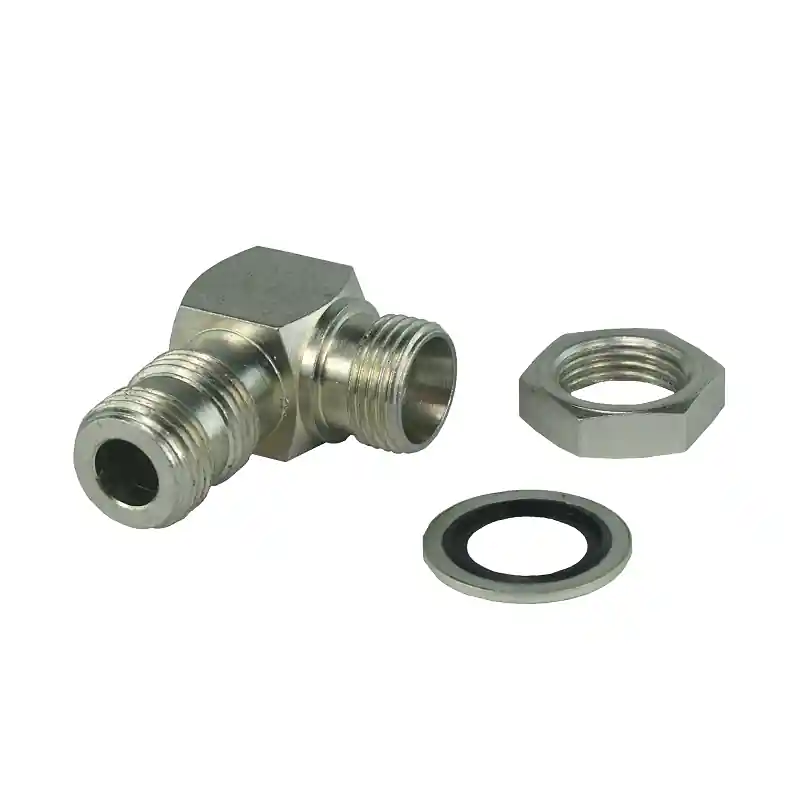 Coude de raccordement hydraulique avec contre-écrou : BB filetages : BSP 3/8" – M18x1,5 Meilleur Prix