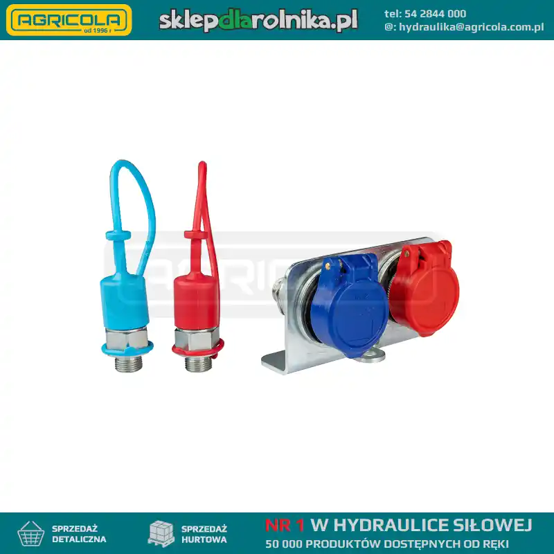 Commander Vite Raccords rapides hydrauliques automatiques 2x mâle + 2x femelle EURO ISO M22x1.5 + support de montage PUSH PULL + couvercles colorés