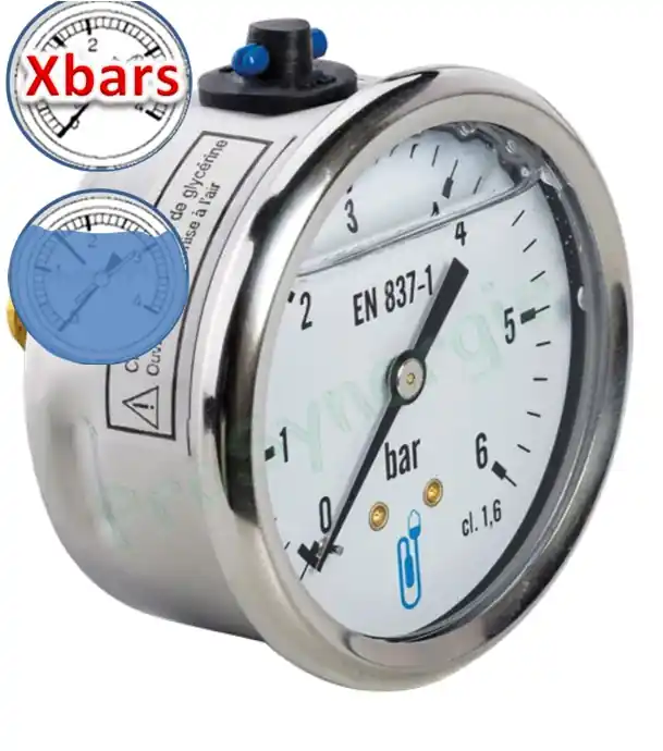 Manomètre à raccordement axial Inox à bain de glycérine Seulement Aujourd&rsquo;hui