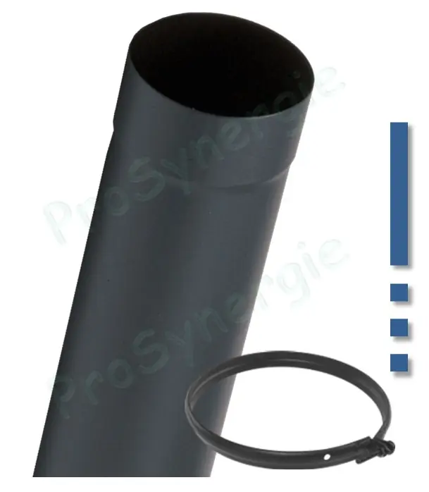 Tuyau de poêle coulissant (dans autre tuyau +bague blocage) de 6 à 86cm utile acier 0,7mm émaillé noir mat Ø 97 à 230mm Populaire