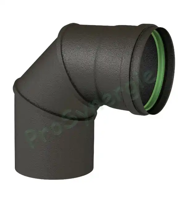 Commander Vite Coude 90° Email Noir Mat – Joint Viton vert – Poêle à Pellets