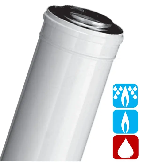 Commande En Gros Conduits Concentrique Inox / Galva – L = 1mètre – pour chaudières ventouses Gaz ou Fuel