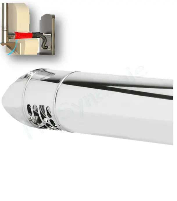 Conduit Pellet prise d´air en façade concentrique Longueur 1 mètre Bioten Øint/ext. 80/125 mm vers Isolé Duoten Pas Cher