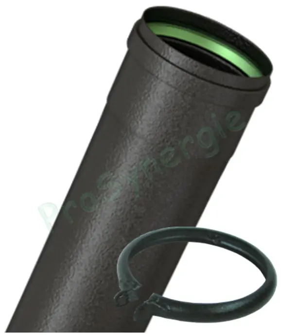 Tuyau de poêle coulissant (dans autre tuyau +bague blocage & joint viton) de 6 à 36cm utile acier 0,7mm émaillé noir mat Ø 80 et 100mm Livraison Express