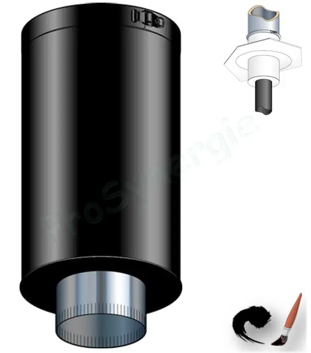 Tuyau finition noir RAL9019 45cm Isolé Inox304/Galva Remise