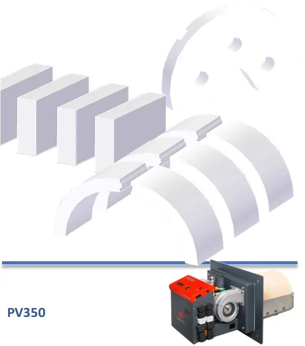Kit 11 pièces de briques réfractaires pour chambre de combustion de brûleurs PV350a/b Commande En Gros