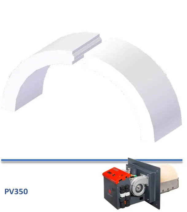 Paire de briques réfractaires de voûte pour chambre de combustion de brûleur PV350c Commander Vite
