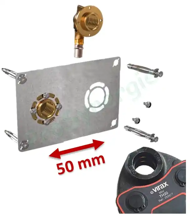 2 Coudes pour robinetterie avec Platine entraxe 50 mm Cloison plaque de plâtre – Sertir Multicouche Fluxo Ø 16 mm – Visser Femelle Fixe 1/2´´ Retour Gratuit