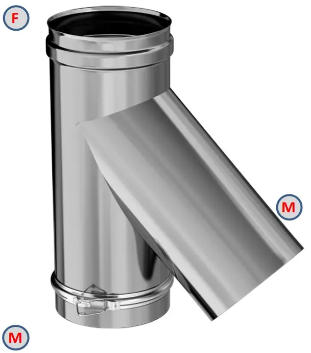 Té Fumisterie à 135° (piquage mâle) Rigidten Inox 316 avec bride – Ø 125 à 400 mm Achetez Aujourd&rsquo;hui