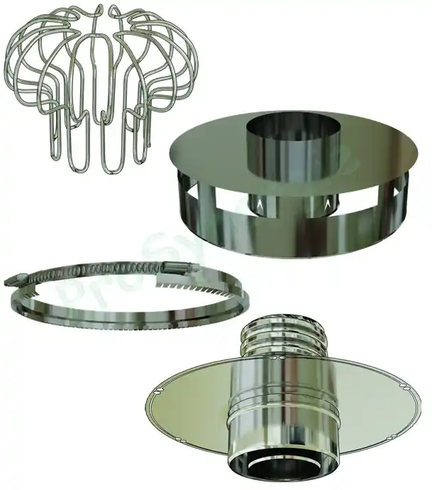 Kit universel de raccordement pour Conduit pellet Bioten Ø 80/125 mm (et flexible TENLISS Ø 100/106) sur tuyau Isolé Ø int/ext 230/280 et Souche de toit Expédié Aujourd&rsquo;hui
