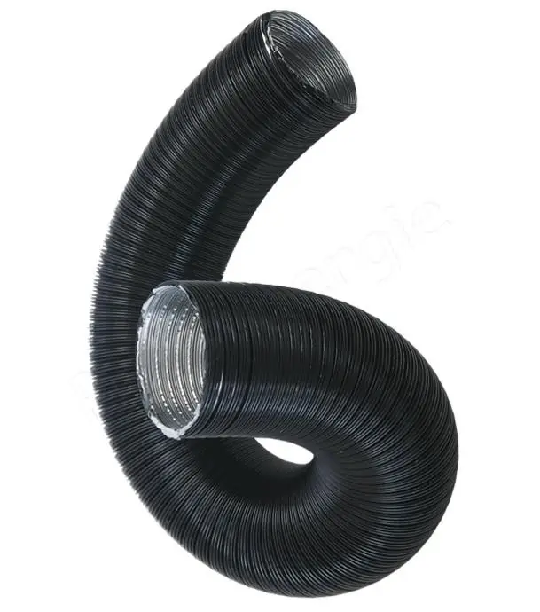 Tuyau flexible Ø 60 à 100mm alu noir (RAL9030) extensible jusqu'à 1,5 mètres (amenée d´air frais Bioten) Vente Flash